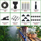 360° Automatic Drip Irrigation Kit - 5/16'' Tubing, Adjustable Spray Nozzle, Copper Atomizing System for Garden/Lawn/Greenhouse, Multi-Directional Rotation, Quick Connectors, 16.4FT
