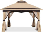 MASTERCANOPY 10x10FT Outdoor Patio Gazebo with Mosquito Netting for Backyard, Patio, Garden Beige