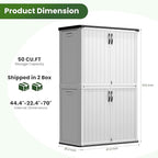 Greesum Outdoor Storage Cabinet Without Shelves, 45 cu.ft Outdoor Waterproof Storage Shed for Garden Tools, Pool Storage, Garbage Cans, White