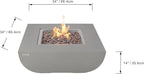 AMS Fireplace | Modeno Westport Package | Light Gray Liquid Propane Gas Fire Pit Table for Outside Patio Bundle with Tank Cover, Wind Guard, & SS Burner Lid | Free Ice Bucket & Rubber Mat