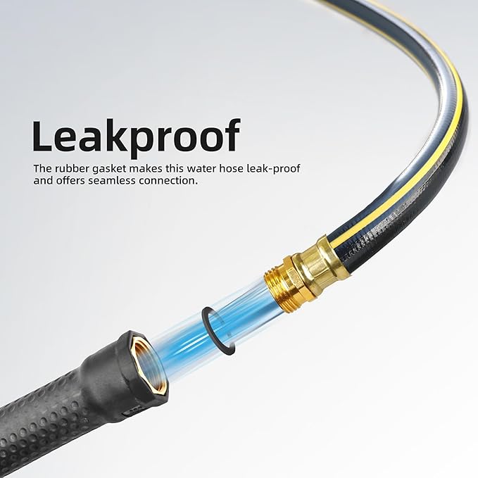 Solution4Patio Short Leader Garden Hose 5/8 in. x 10 ft. -Kink Free, No Leaking, Male/Female Fittings -Heavy Duty Durable Flexible Lightweight Water Pipe -Brass Aluminum Ends for Household & Yard Use