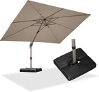PURPLE LEAF 9' x 11' Patio Umbrella with Base Cantilever Umbrella Rectangular Outdoor Offset Umbrella with Champagne Frame and 360° Rotation for Garden Deck Pool, Taupe
