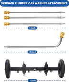 DUSICHIN Pressure Washer Undercarriage Cleaner Extension Wand Attachment, 15 Inches Undercarriage Washer, Pressure Washer Under Car Cleaner with 4 Extension Wands Garden Hose Adapter DUS3201