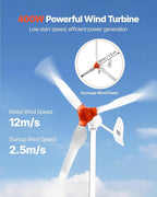 VEVOR 24V 1000W Solar Wind Power Kit, 6*100W Solar Panel + 400W Wind Turbine + 25.6V 100Ah LiFePO4 Battery + 3000W Power Inverter + MPPT Wind/Solar Hybrid Controller for Home Boat Cabin Farm Off-Grid