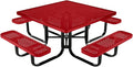 COATEDOUTDOORFURNITURE Heavy-Duty Portable Outdoor Kids Table with Umbrella Hole, Punched Steel Kids Picnic Table, Commercial-Grade, Made in America (46 in, Square, Childrens, Textured Red)
