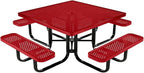 COATEDOUTDOORFURNITURE Heavy-Duty Portable Outdoor Kids Table with Umbrella Hole, Punched Steel Kids Picnic Table, Commercial-Grade, Made in America (46 in, Square, Childrens, Textured Red)