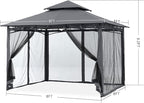 MASTERCANOPY Outdoor Garden Gazebo for Patios with Stable Steel Frame and Netting Walls (9x9,Dark Gray)