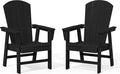 SERWALL Outdoor Adirondack Dining Chair Set of 2, All Weather HDPE Patio Chairs, Black