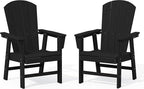 SERWALL Outdoor Adirondack Dining Chair Set of 2, All Weather HDPE Patio Chairs, Black