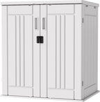 Heavy Duty Small Storage Cabinet Outdoor Weatherproof, 14 Cuft Garage Storage Cabinet with 2 Adjustable Shelves, Lockable Kitchen Pantry Closer Organizer, 31Wx23Lx34H, Polar White