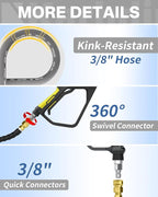 Pressure Washer Hose 125FT 3/8" for Cold and Hot Water 212°F, with Swivel Quick Connect, 4500PSI Kink Resistant Grade Steel Wire Braided, Power Washer Hose With 2pcs M22-14mm Adapter