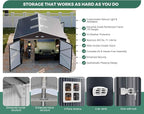Metal Garage Shed for Car with Floor Kit, 13x20x8.5' Large Outdoor Storage Building and Workshop, Weatherproof Steel Carport with Ultra-Reinforced Truss System, Skylights & Dual-Entry