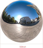 Nerien Gazing Ball, 6 Inch Stainless Steel Garden Mirror Globe, Polished Ornament Sphere, Hollow Floating Reflective Hemisphere, for Home Outdoor Pond Housewarming Swimming Pool Decoration, Silver