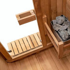 ZONEMEL Outdoor Steam Sauna for 2 Person, Canadian Red Cedar Sauna Room with 4.5KW Heater, 8mm Tempered Glass, Floor Kit, 220V (0-195 °F)