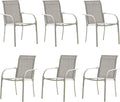 Outdoor Dining Chairs Set of 6, Stackable Patio Chairs with Textilene Fabric, Lightweight Garden Chairs for Poolside, Backyard, Camping, Grey