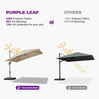 PURPLE LEAF Patio Umbrella with Base Included, 9ft Outdoor Aluminum Cantilever Umbrella with 360° Rotation, Aluminum Large Offset Umbrella for Outdoor Garden Pool, Beige