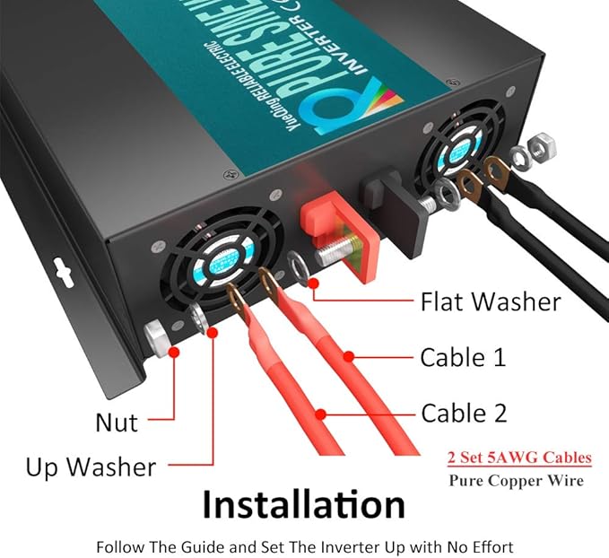 WZRELB 3500W Pure Sine Wave Solar Power Inverter Generator 24V DC to 120V AC Converter Car Inverter