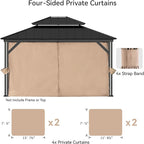 Gazebo Curtain Replacement Universal 4-Panel Sidewalls 12' x 14', Outdoor Gazebo Privacy Curtains with Zipper, Replacement for Outdoor, Patio Canopy, Garden and Backyard (Curtain Only)