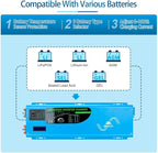 4000W 12V Pure Sine Wave Power Inverter DC 12V Input to AC 120V Output Converter, Low Frequency Inverter Charger for Home, RV, Truck, Off-Grid Solar Wind Power Inverters, Blue