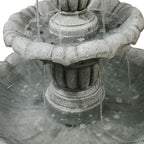 39.3” H Outdoor Floor Water Fountain, 3-Tiers Concrete Water Fountain with Submersible Electric Pump - Garden Cascading Waterfall for Yard Patio Lawn Home Decor