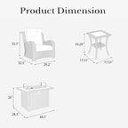 LayinSun 7 Pieces Outdoor Patio Furniture Set with Fire Pit Table, Rattan Wicker Swivel Rocker Chairs Sets with Swivel Glider Chairs and Coffee Table
