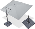 PURPLE LEAF 10' X 13' Rectangle Cantilever Umbrella with Base Outdoor Large Aluminum Patio Umbrella with 3-Year Fade Resistance Recycled Fabric and 360-degree Rotation for Deck Pool, Pebble Grey