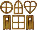 6Pcs Wooden Fairy Garden Door, Blank Fairy House Door and Windows Ornaments Tree Statues for Tree Trunk Yard Decoration, Outdoor Décor