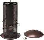 Nature's Rhythm Metal Hopper Bird Feeder, Dual Seed Compartments, 10 Feeding Ports, Holds 10lbs Seed, Attracts Cardinals, Titmice, Nuthatches