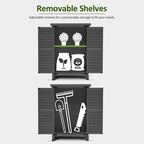 MCombo Outdoor Storage Cabinet, Small Storage Shed with Removable Shelf, Wood Garden Shed with 2 Doors for Yard Patio Lawn (24.6 x 18.3 x 38.2 inch) 0985 (Grey)