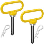 2 Packs Magnetic Hitch Pin, Lawn Mower Trailer Hitch Pins 1/2 Inch with Handle and Clip, Trailer Gate Pin for Mowers, Tractor Truck, Towing Cargo, ATV - Simple One Handed Hook On & Off（Yellow