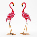 Giantex Flamingo Garden Statues Set of 2, Standing Metal Flamingo Sculptures Bird Ornament Yard Decorations for Lawn Backyard Porch Patio Outdoor Decor, with 4 U-Shaped Stakes (Flamingo)