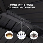 PURPLE LEAF 6' X 8' Hardtop Grill Gazebo for Patio Permanent Aluminum Barbeque Shelter Canopy with Ceiling Hook and Shelves Double Tiered Grey Outdoor BBQ Gazebo