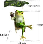OwMell Frog Statue for Garden, Green Frog Figurine for Outdoor Decor Yard and Garden Decoration Resin Sculpture - Chill with Wine