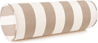 Austin Horn Classics Sunbrella Maxim Heather Beige Cabana Stripe Zippered Neck Roll Bolster (Set of 2)