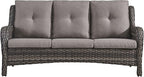 HUMMUH 3 Piece Patio Furniture Set All Weather Wicker Outdoor Sectional Sofa Manual Weaving Rattan High Curved Back Patio Couch with Ottomans
