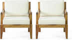 Merax Outdoor Patio Club Chairs,Set of 2,Acacia Wood Frame Conversation Set with Cushion for Porch Backyard,Classic Style
