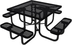 COATEDOUTDOORFURNITURE Heavy-Duty Portable Outdoor Picnic Table with Umbrella Hole, Punched Steel Commercial-Grade Patio Dining Furniture Made in America (46" Square Top, Black)