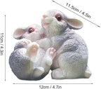 Garden Statues Bunny Decor Resin Hug Rabbit Figurine Cute Fairy Garden Decor Outdoor Statues for Patio Yard Porch Balcony Gifts for Women Mom Grandma Grey