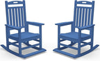 Kingdura Outdoor Rocking Chairs Set of 2, HDPE Plastic Patio Rocking Chair All-Weather Oversized Porch Rocker with High Back for Patio Outside Backyard Balcony (Navy Blue)