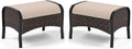 MFSTUDIO Outdoor Patio Furniture Set, 2 Piece Rattan Wicker Outdoor Ottoman, Metal Patio Ottoman for Garden Backyard