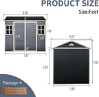 8x6 ft Resin Outdoor Storage Shed with Two-Window and Double-Door, Plastic Shed with Floor for Gargen, Patio, Yard, Lawn, Grey (1 Doors) (Black, 8x6 ft)