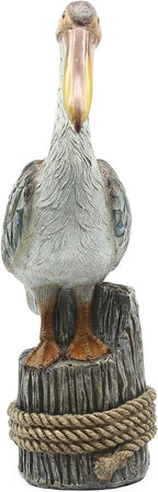 Lukitas Standing Pelican Statue and Sculpture Decor, Coastal Beach Bird Figurine, Creative Decorative Ornament for Home Garden Lawn Outdoor, Resin 14''
