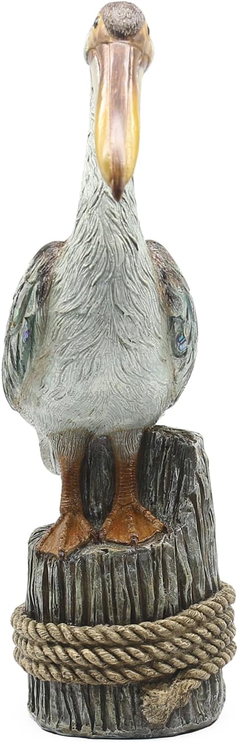 Lukitas Standing Pelican Statue and Sculpture Decor, Coastal Beach Bird Figurine, Creative Decorative Ornament for Home Garden Lawn Outdoor, Resin 14''