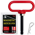 Magnetic Hitch Pin, Lawn Mower Trailer Hitch Pins 1/2 Inch - Strong Heavy Duty Magnet Trailer Gate Pin for Mowers, Lawn Tractors, Towing Cargo, ATV - Simple One Handed Hook On & Off（Red）