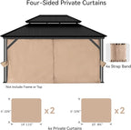 Gazebo Curtain Replacement Universal 4-Panel Sidewalls 12' x 16', Outdoor Gazebo Privacy Curtains with Zipper, Replacement for Outdoor, Patio Canopy, Garden and Backyard (Curtain Only)