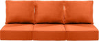 Luxury 24x24x6 Inch Patio Chair Cushions Set of 3 - Memory Foam Deep Seat Water-Resistant Patio Cushion for Lawn Dining Rocking Swivel Chairs Loveseat 3-Seater Sectional Sofa - Orange