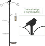 Bird Feeder Pole, 91in 4 Hook Bird Feeding Station with Adjustable Shepherds Hooks, Birds Feeder for Outdoors with Pole 5 Prongs Base Attracting Wild Birds (ATR Deco, Black 91in)
