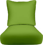 RSH DECOR Deep Seating Cushion with Pillow Back | 23” x 25” x 5" Seat | Water and Fade-Resistant Spun Fabric | Made in USA | Outdoor Chair Cushion Set for Patio Furniture (Kiwi Green)