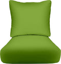 RSH DECOR Deep Seating Cushion with Pillow Back | 24” x 26” x 5" Seat | Water and Fade-Resistant Spun Fabric | Made in USA | Outdoor Chair Cushion Set for Patio Furniture (Kiwi Green)