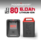 PowerSmart 80V 21-Inch Cordless Single Stage Snow Blower, 6.0Ah Battery, Charger (2 Battery)